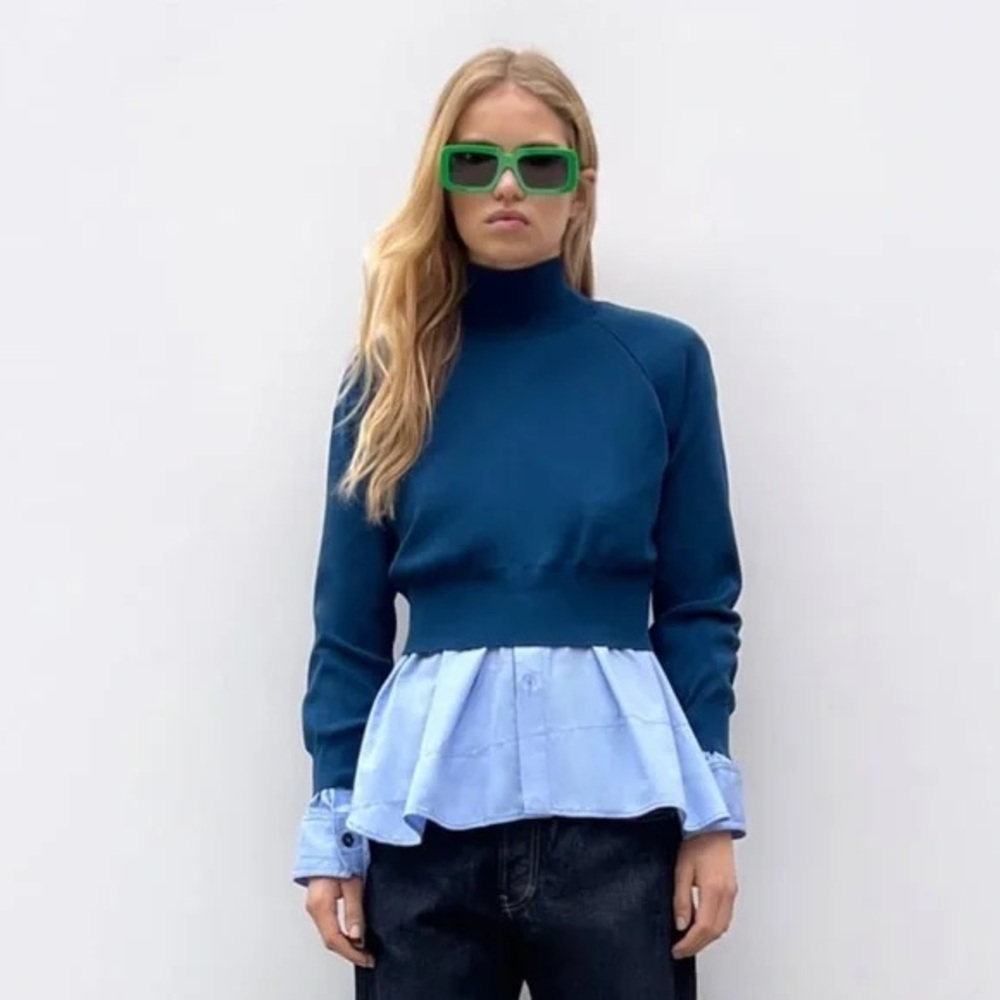 Zara Shoulder Pad Knit Cropped Top - Small
